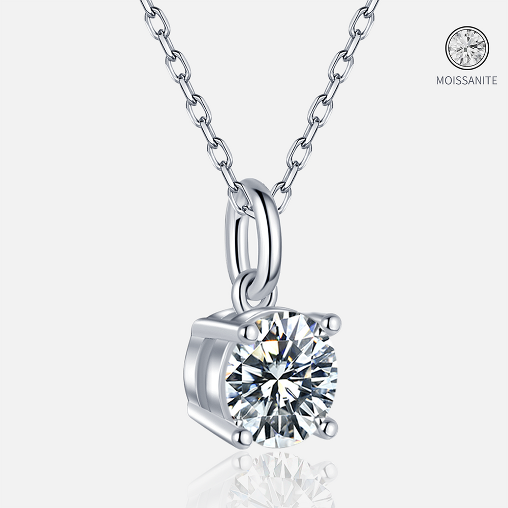 Moissanite-round-Sterling-Silver-Necklace