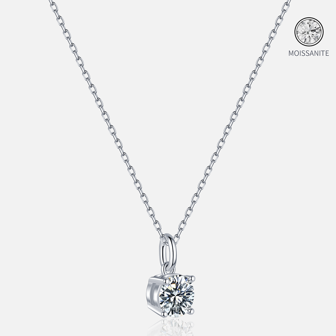 Moissanite-round-Sterling-Silver-Necklace