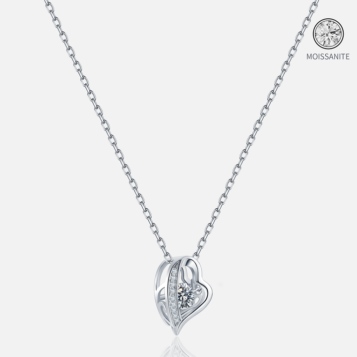 Moissanite-heart-whimsical-Silver-Necklaces