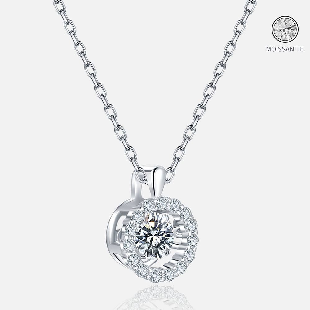 Moissanite-round-Silver-Necklaces