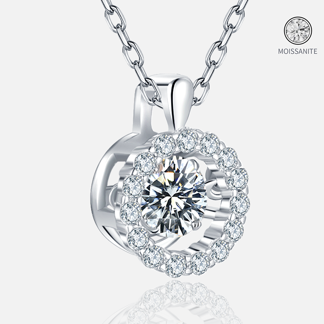 Moissanite-round-Silver-Necklaces