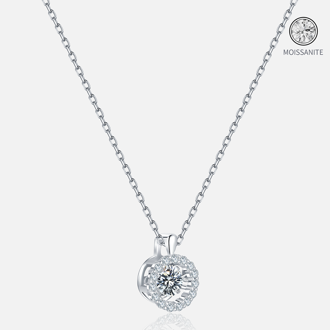 Moissanite-round-Silver-Necklaces