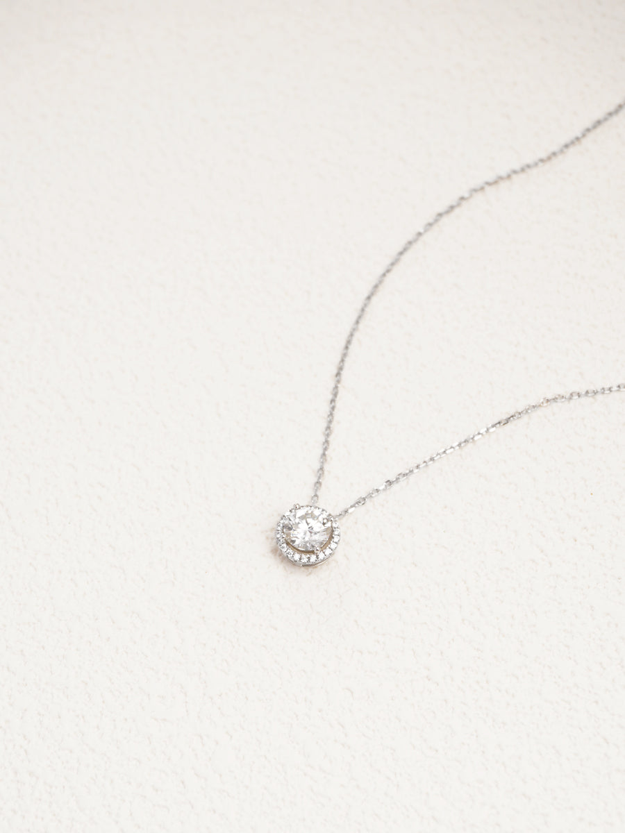 Moissanite Halo Necklace GN007