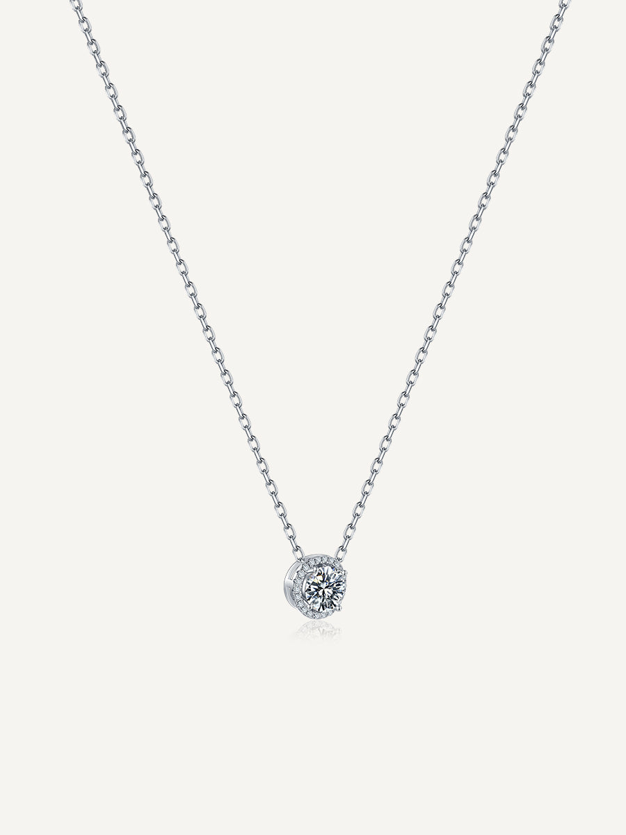Moissanite Halo Necklace GN007
