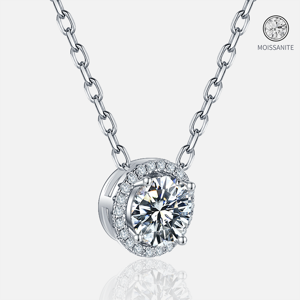 Moissanite-Halo-Sterling-Silver-Necklace