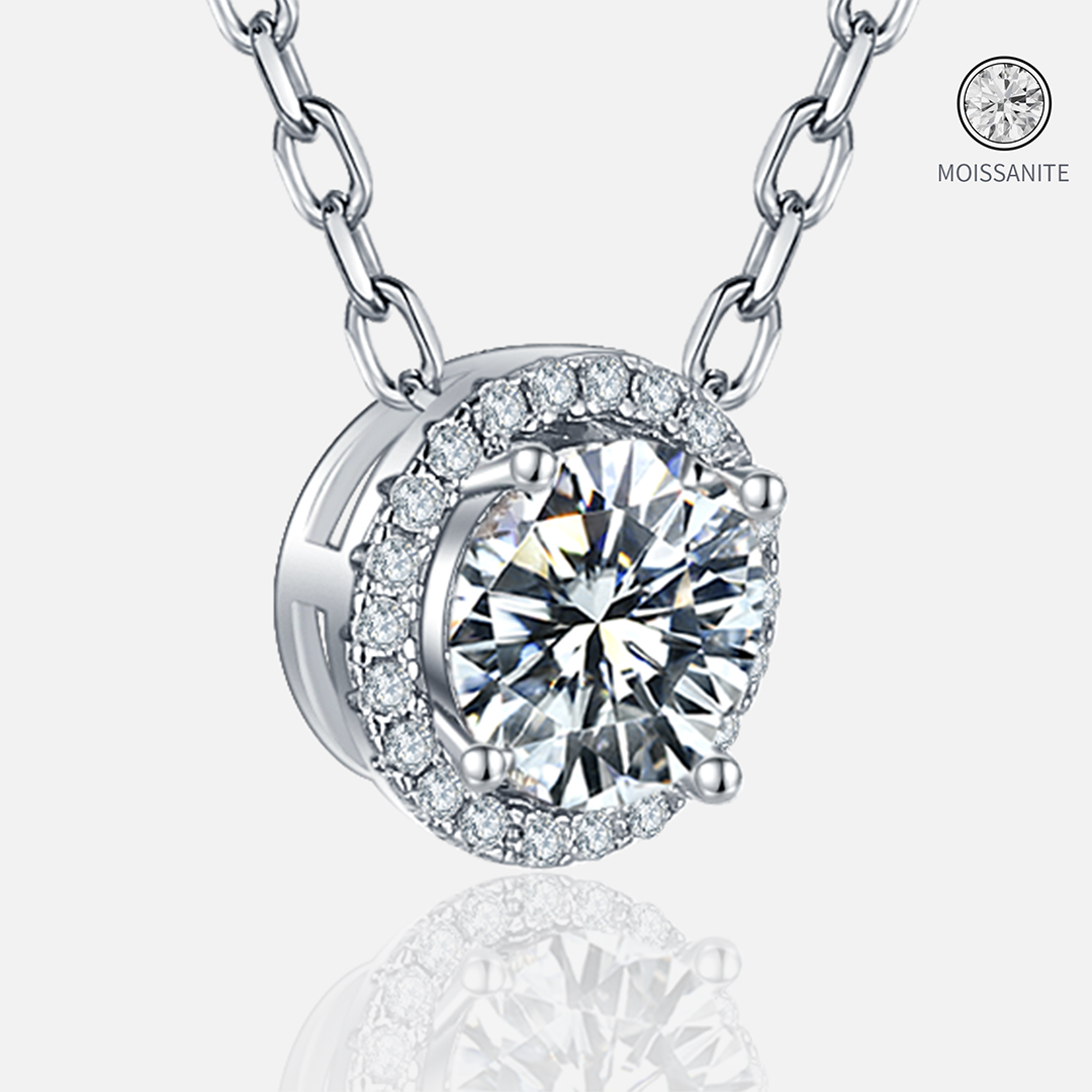 Moissanite-Halo-Sterling-Silver-Necklace