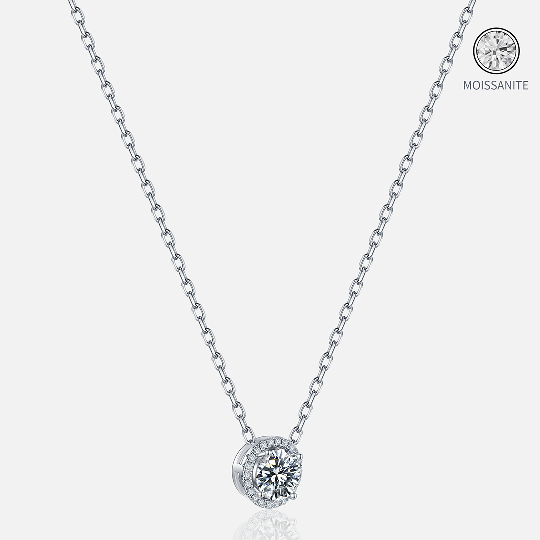 Moissanite-Halo-Sterling-Silver-Necklace