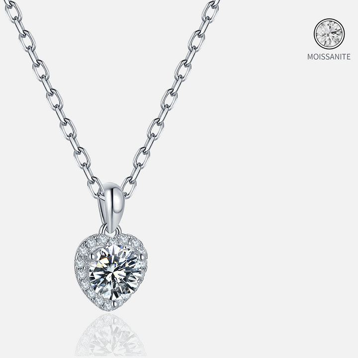 Moissanite-Heart-Sterling-Silver Necklace