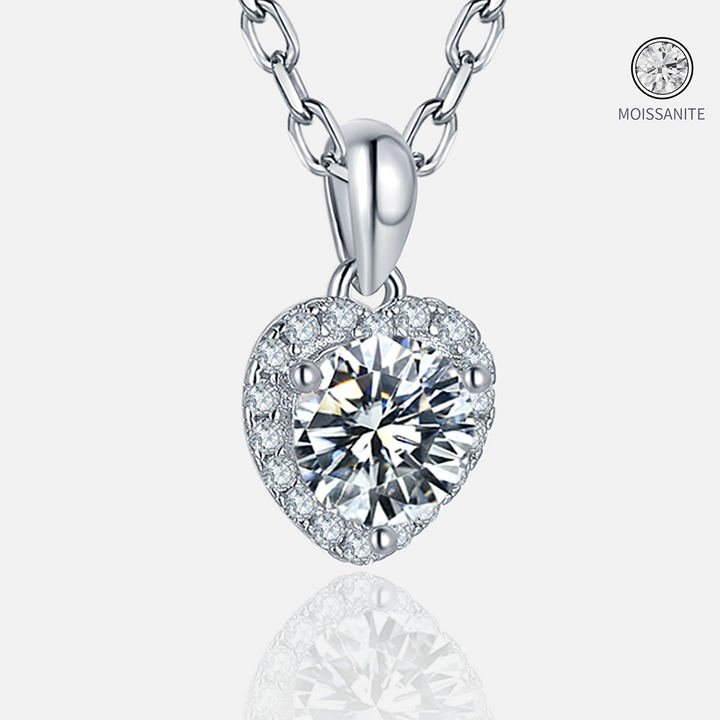 Moissanite-Heart-Sterling-Silver Necklace