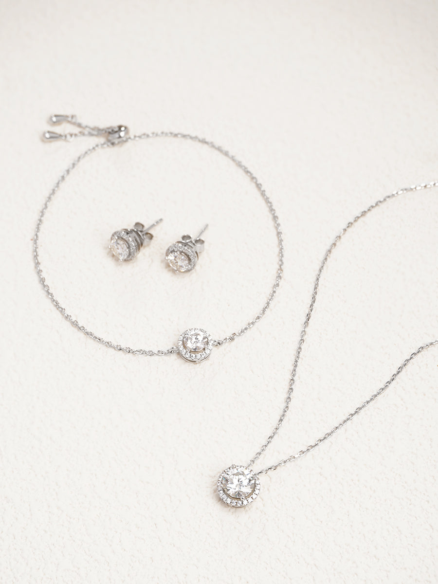 Moissanite Halo jewelry Set GSET001