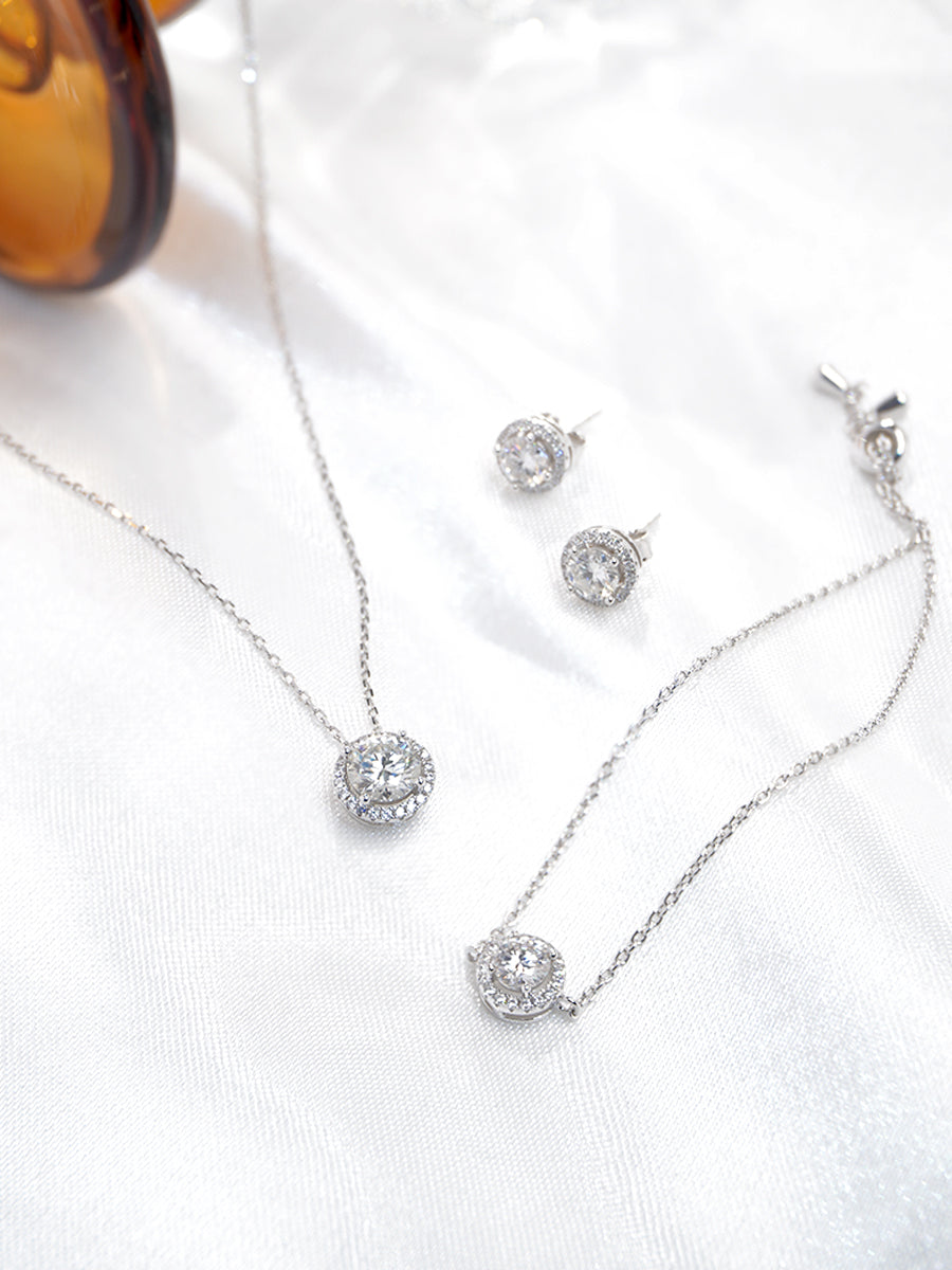 Moissanite Halo jewelry Set GSET001