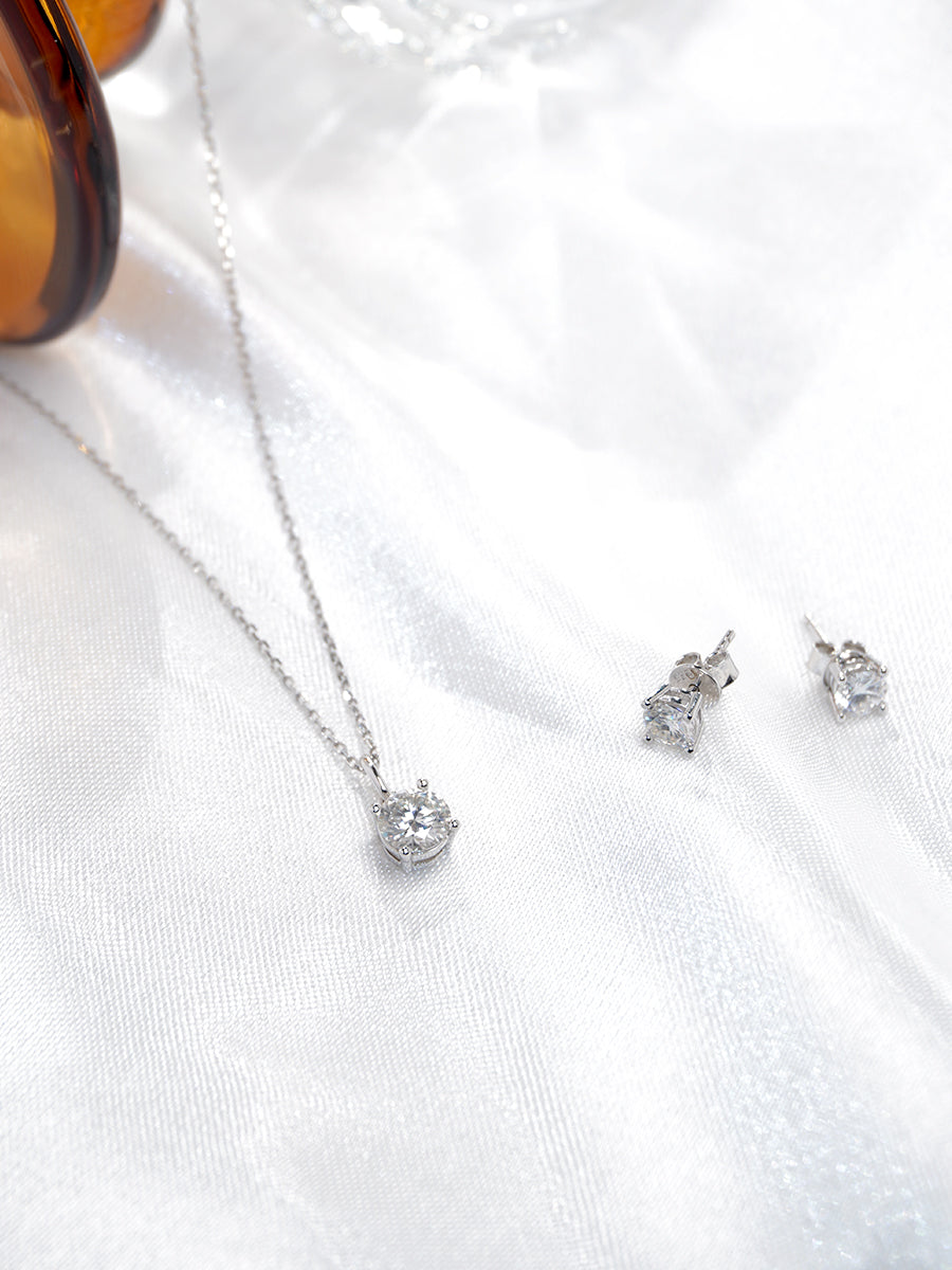 Moissanite Radiant Round Jewelry Set GSET003