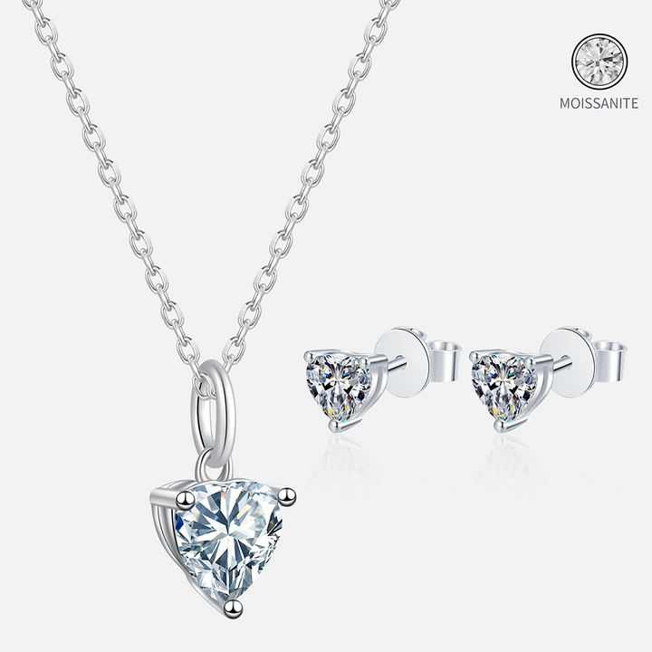 Moissanite Shimmering Heart Jewelry Set GSET004