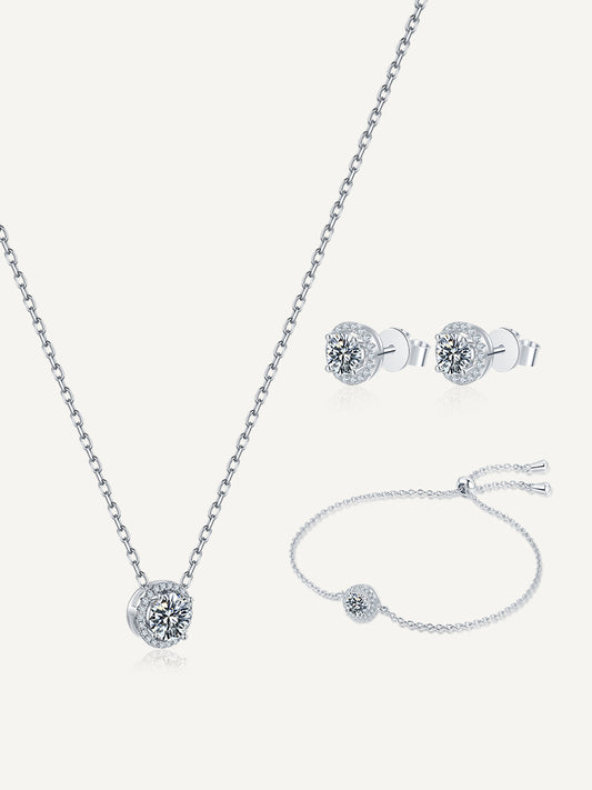 Moissanite Halo jewelry Set GSET001