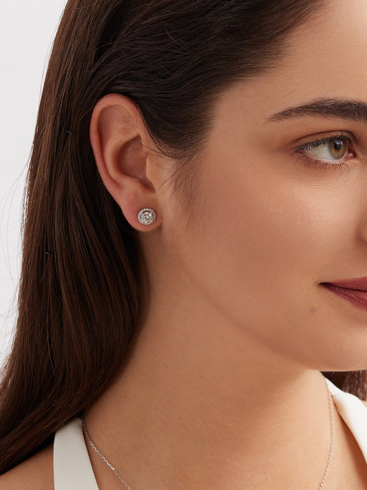 Moissanite Halo Stud Earrings GE005