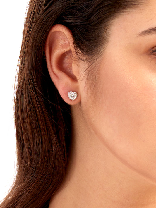 Moissanite-Heart-Sterling-Silver Earrings