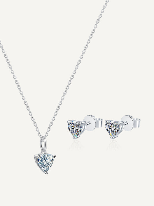 Moissanite Shimmering Heart Jewelry Set GSET004