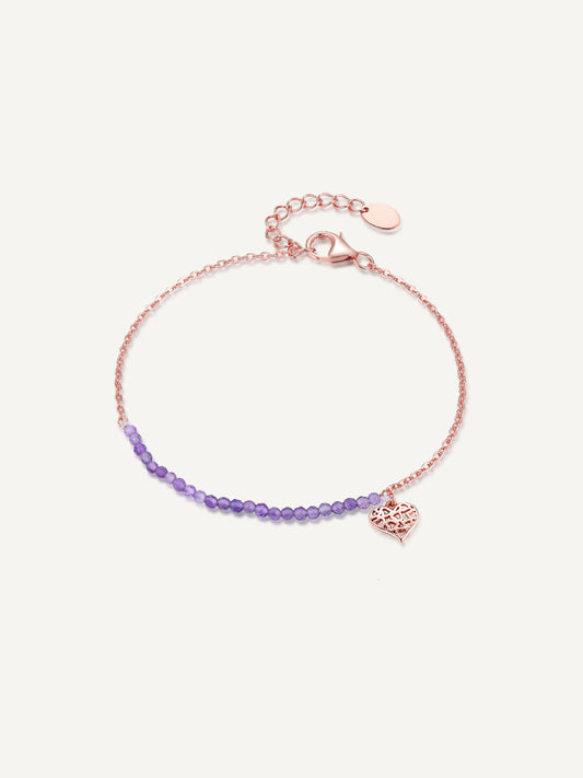 S925-rose gold-heart-purple-bracelet