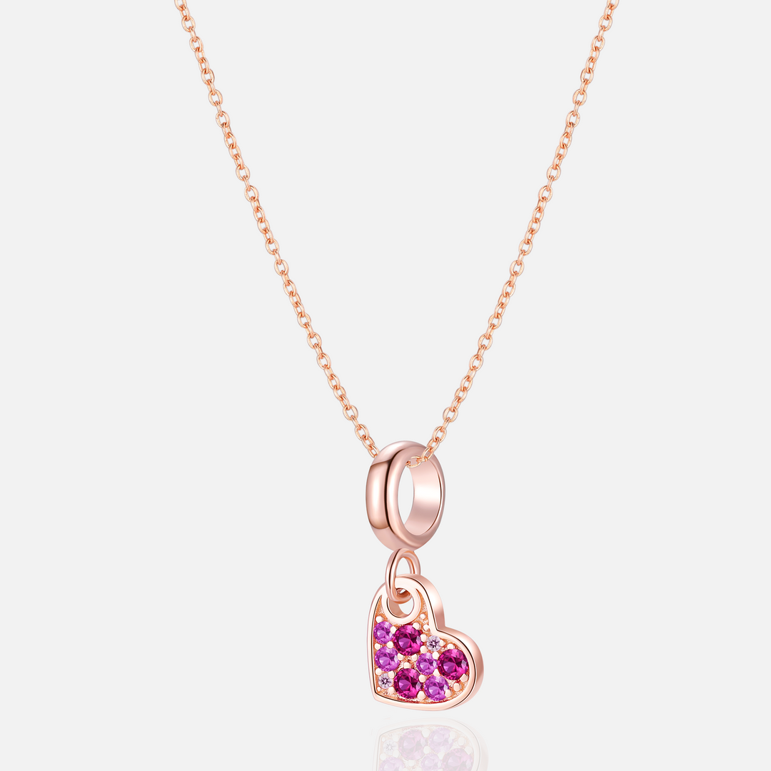 S925-rose gold-Heart-pendant-Charms