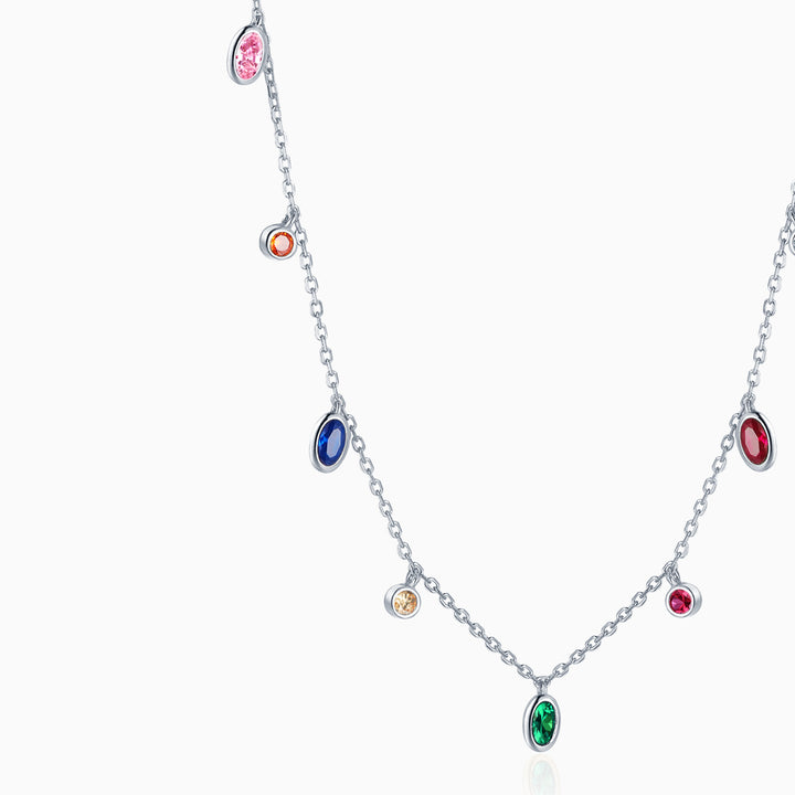 S925-round-sliver-colorful-Necklaces