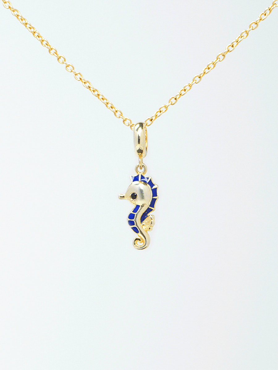 18K Gold Seahorse Baby Charm Necklace Set PN007GDSET