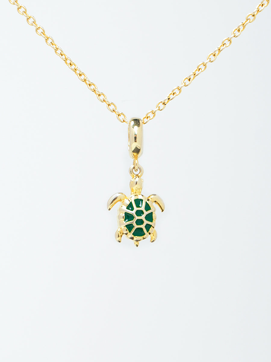Jade Enamel 18K Turtle Charm Necklace Set PN008GDSET