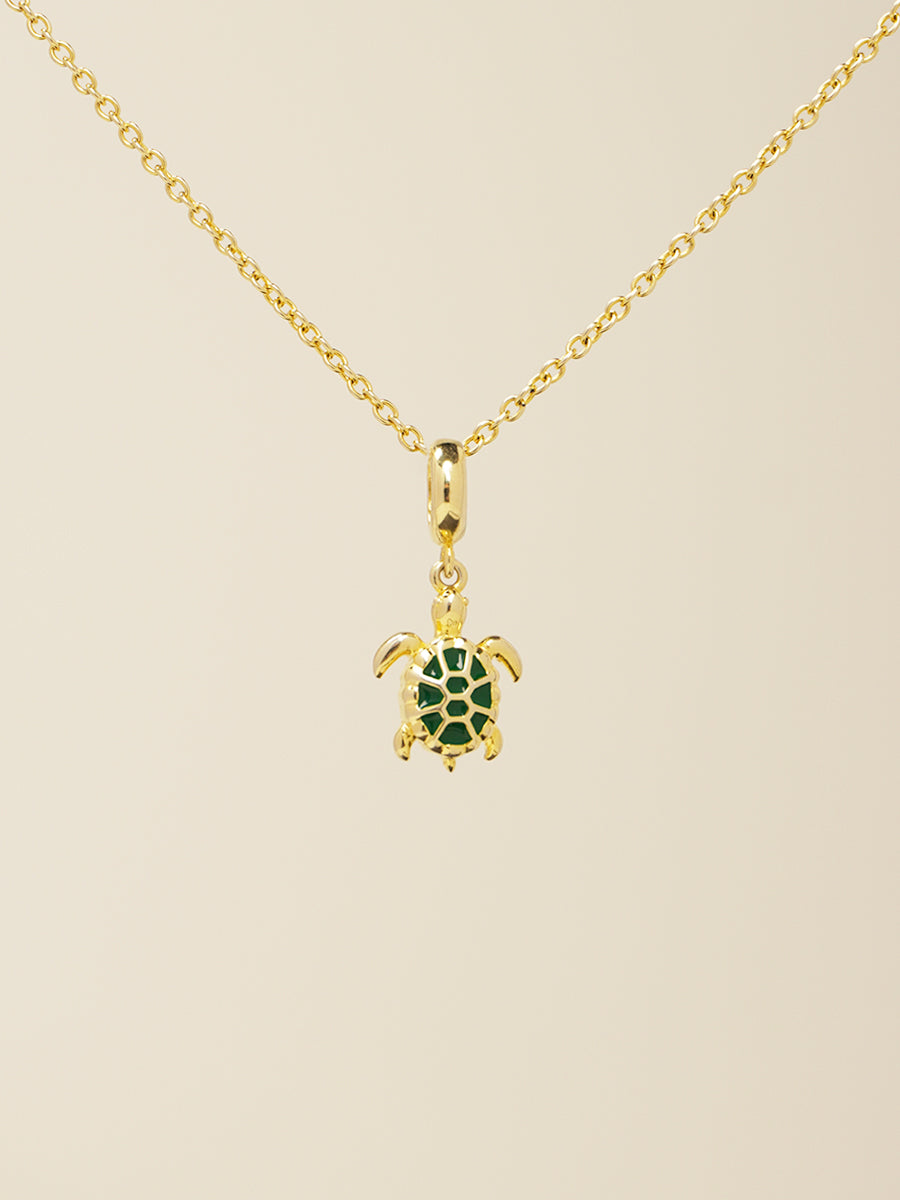 Jade Enamel 18K Turtle Charm Necklace Set PN008GDSET