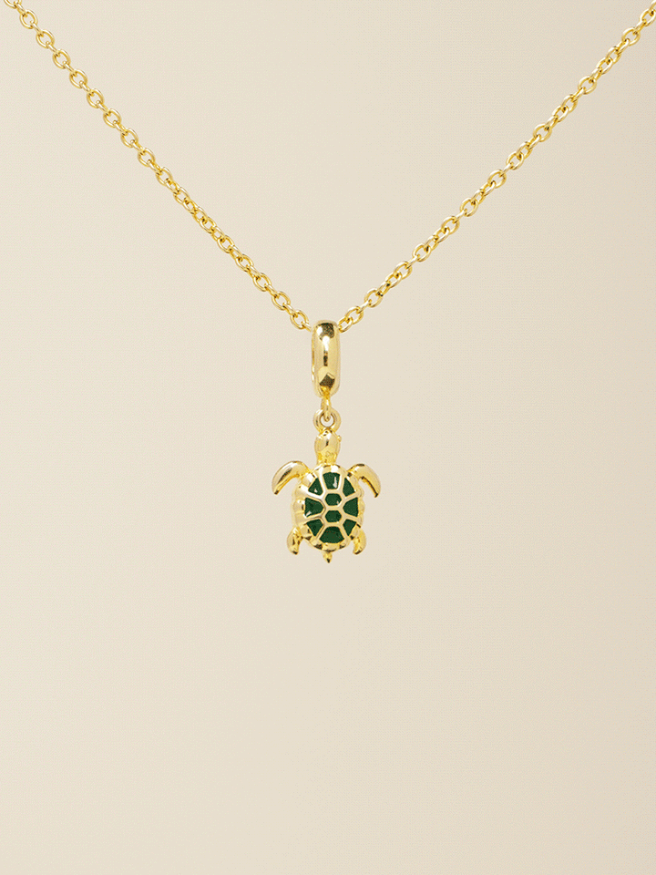 Jade Enamel 18K Turtle Charm Necklace Set PN008GDSET