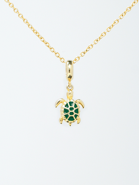 Jade Enamel 18K Turtle Charm Necklace Set PN008GDSET