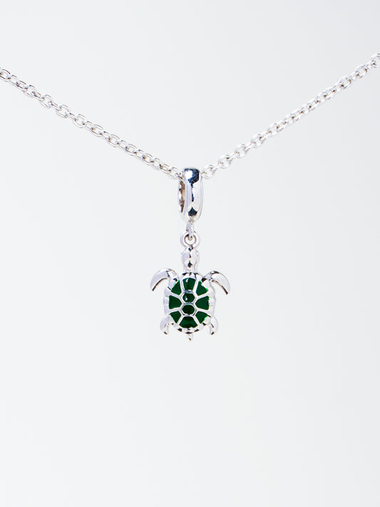 Jade Enamel Silver Turtle Charm Necklace Set PN008SVSET
