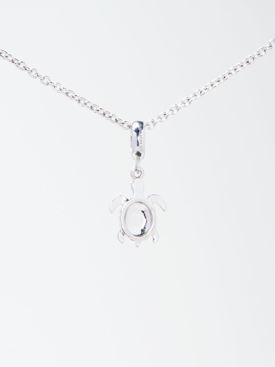 Jade Enamel Silver Turtle Charm Necklace Set PN008SVSET