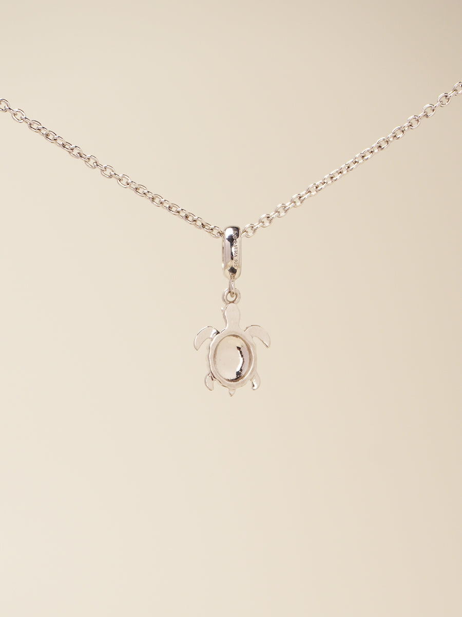 Jade Enamel Silver Turtle Charm Necklace Set PN008SVSET