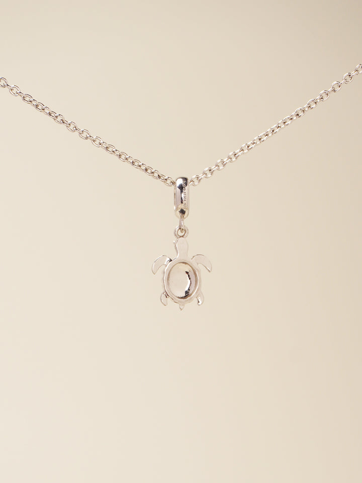 Jade Enamel Silver Turtle Charm Necklace Set PN008SVSET