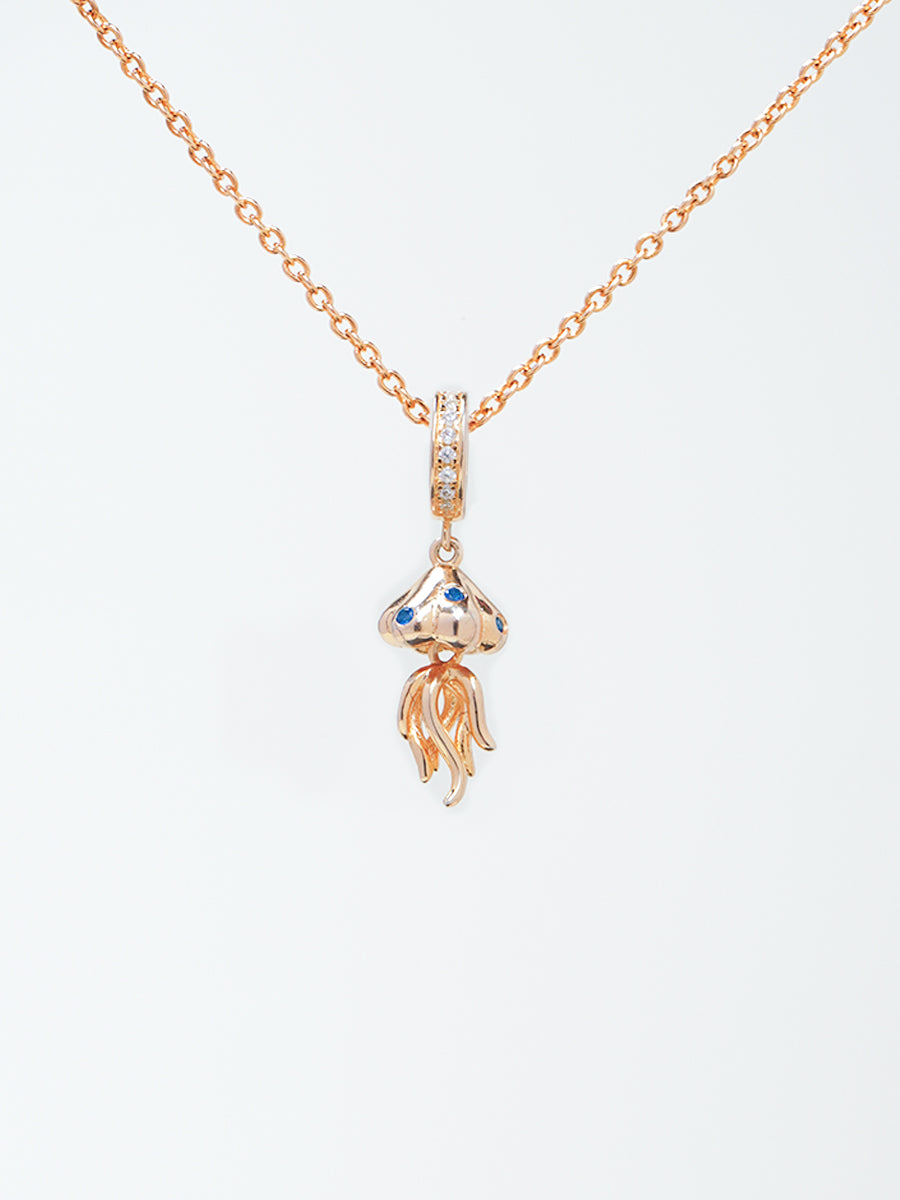 Rose Gold Ocean Whisper Jellyfish Charm Necklace Set PN009RGSET