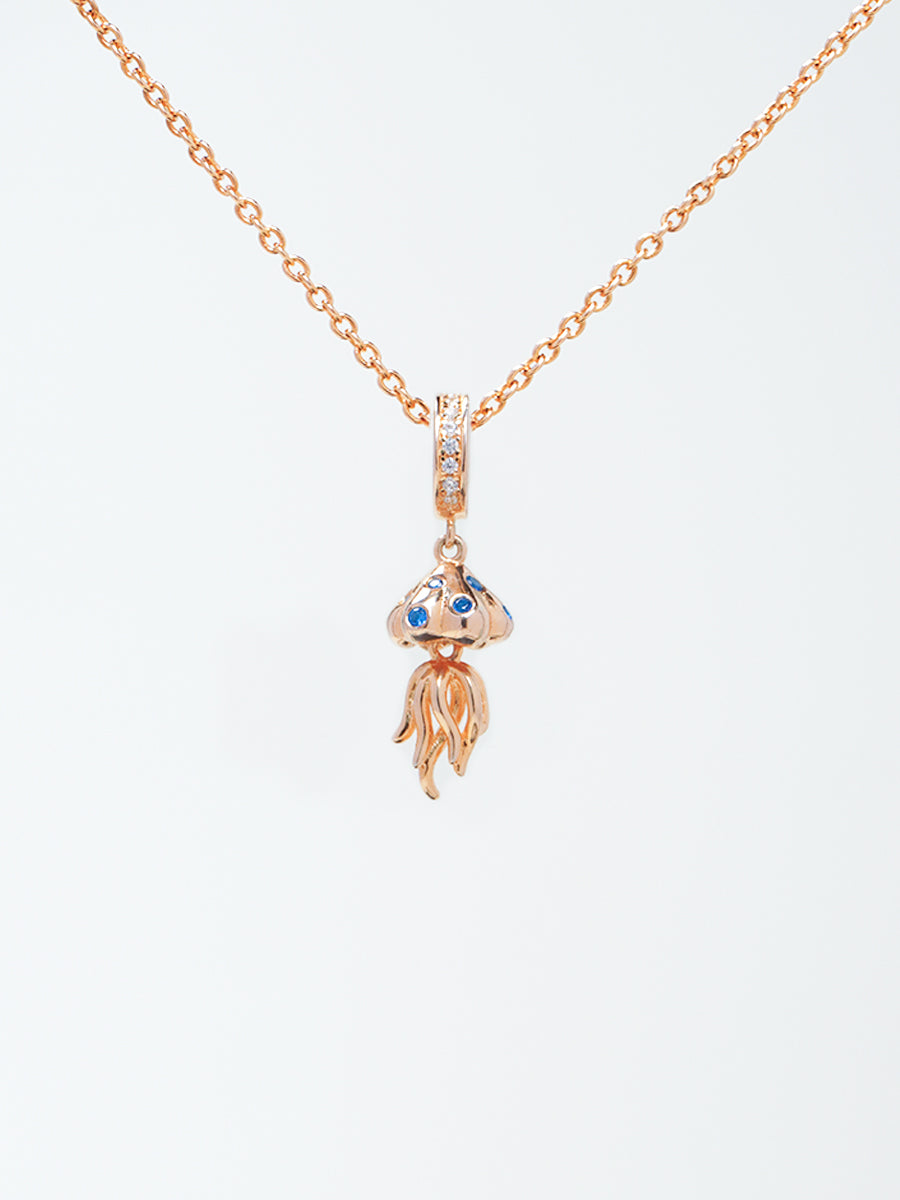 Rose Gold Ocean Whisper Jellyfish Charm Necklace Set PN009RGSET