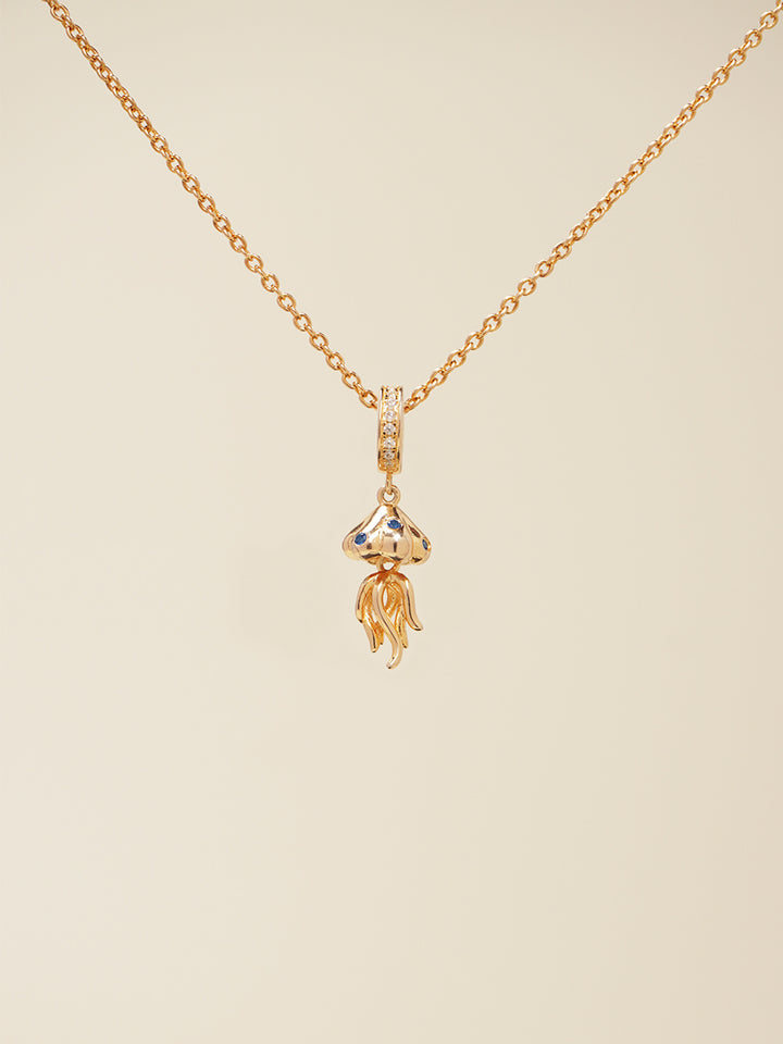 Rose Gold Ocean Whisper Jellyfish Charm Necklace Set PN009RGSET