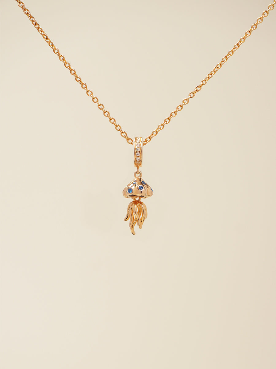 Rose Gold Ocean Whisper Jellyfish Charm Necklace Set PN009RGSET