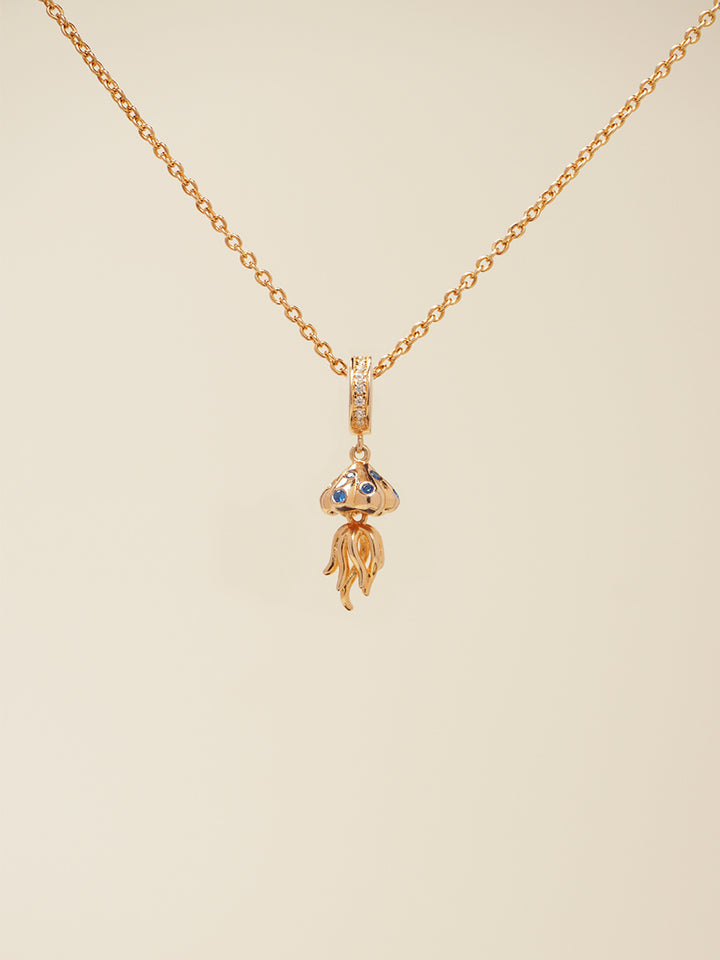 Rose Gold Ocean Whisper Jellyfish Charm Necklace Set PN009RGSET