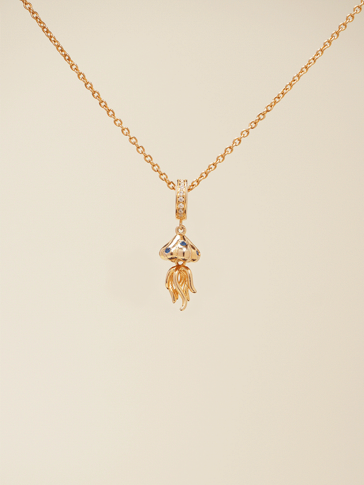 Rose Gold Ocean Whisper Jellyfish Charm Necklace Set PN009RGSET