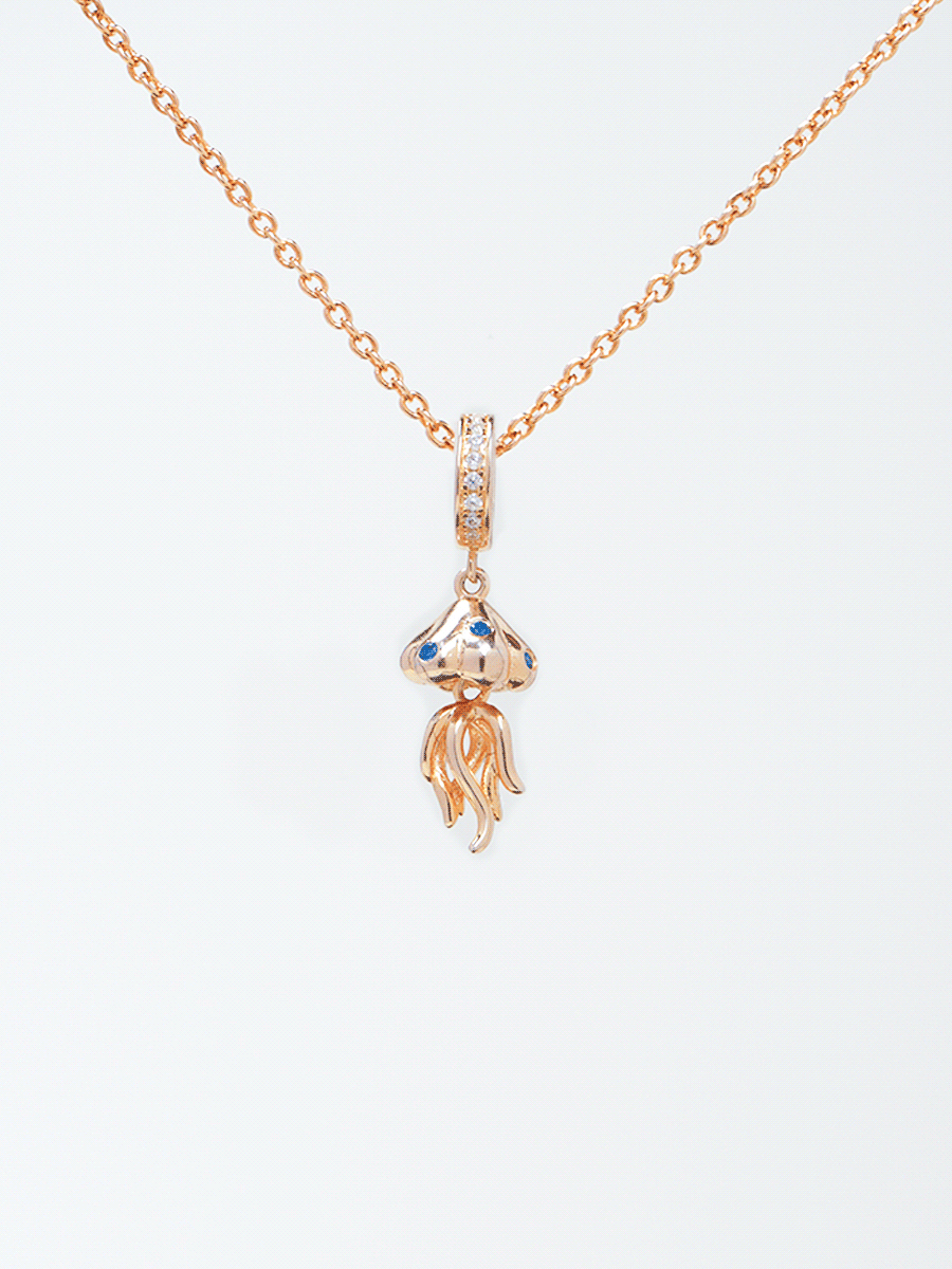 Rose Gold Ocean Whisper Jellyfish Charm Necklace Set PN009RGSET