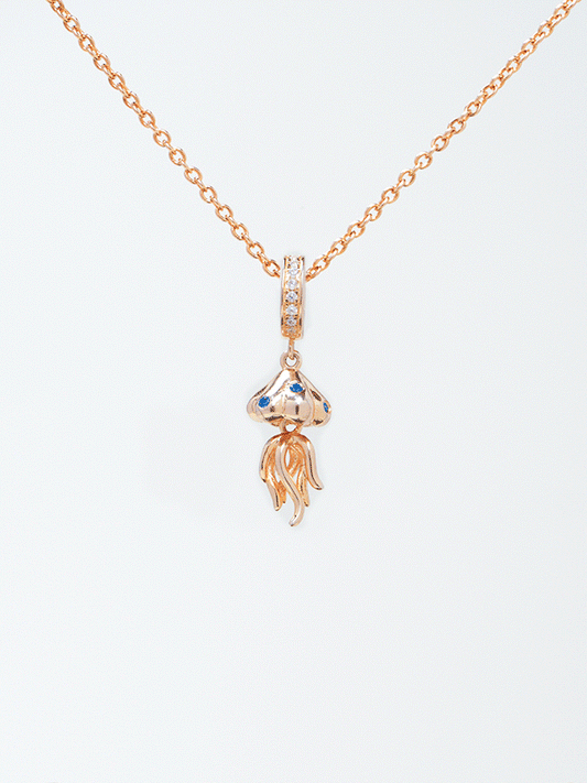 Rose Gold Ocean Whisper Jellyfish Charm Necklace Set PN009RGSET