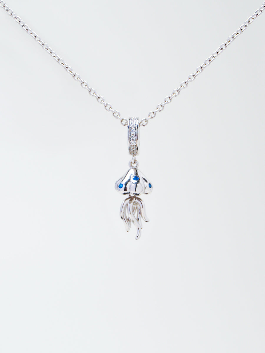 Silver Ocean Whisper Jellyfish Charm Necklace Set PN009SVSET