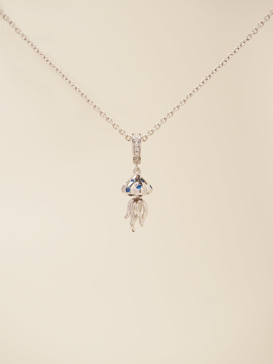 Silver Ocean Whisper Jellyfish Charm Necklace Set PN009SVSET