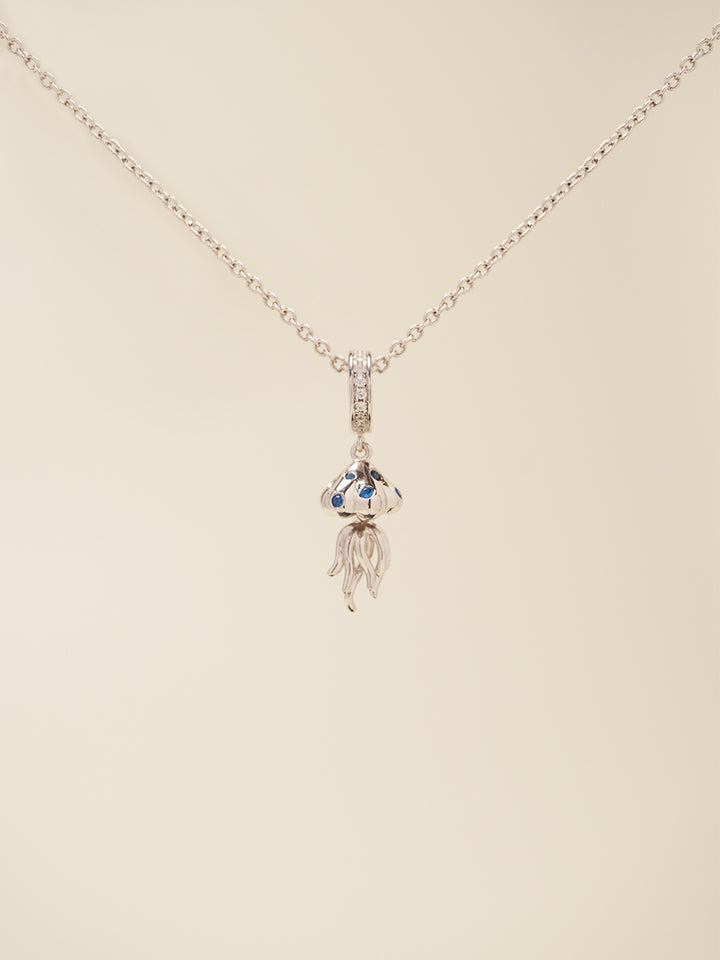 Silver Ocean Whisper Jellyfish Charm Necklace Set PN009SVSET