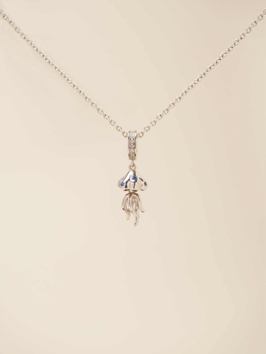 Silver Ocean Whisper Jellyfish Charm Necklace Set PN009SVSET