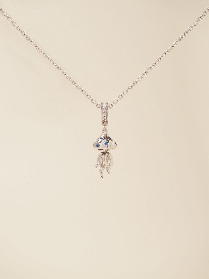 Silver Ocean Whisper Jellyfish Charm Necklace Set PN009SVSET