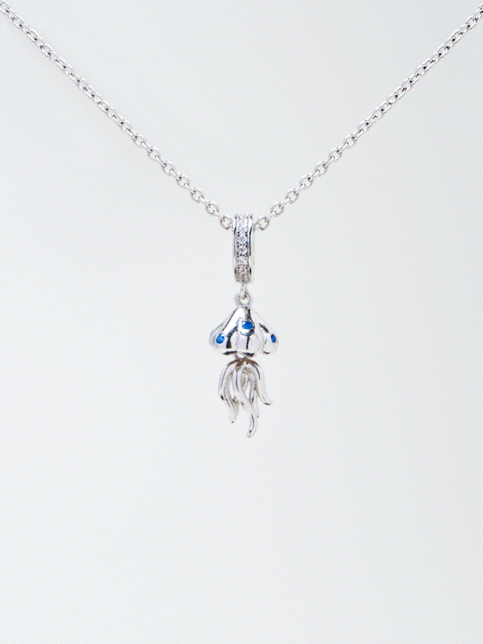 Silver Ocean Whisper Jellyfish Charm Necklace Set PN009SVSET