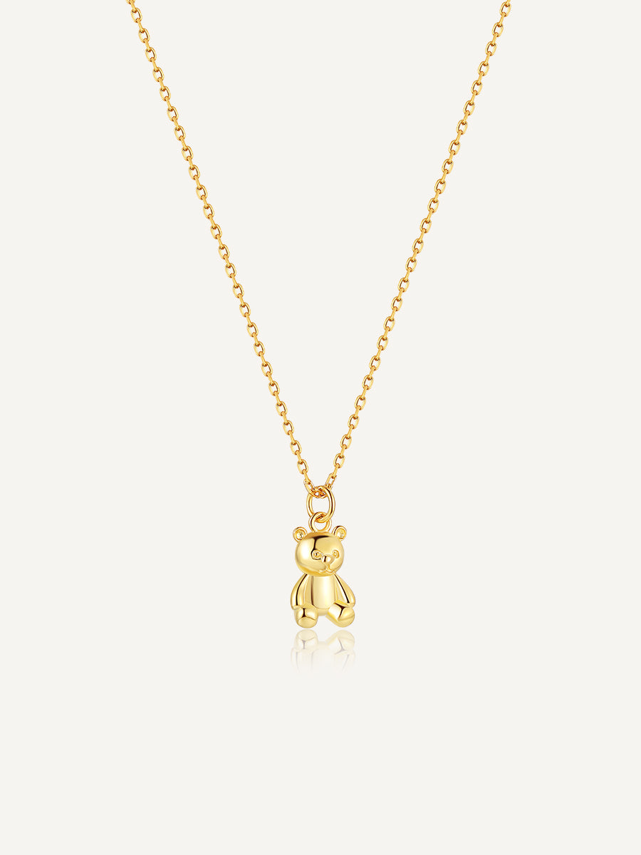 S925-teddy bear-gold-Necklace
