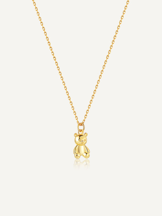 S925-teddy bear-gold-Necklace