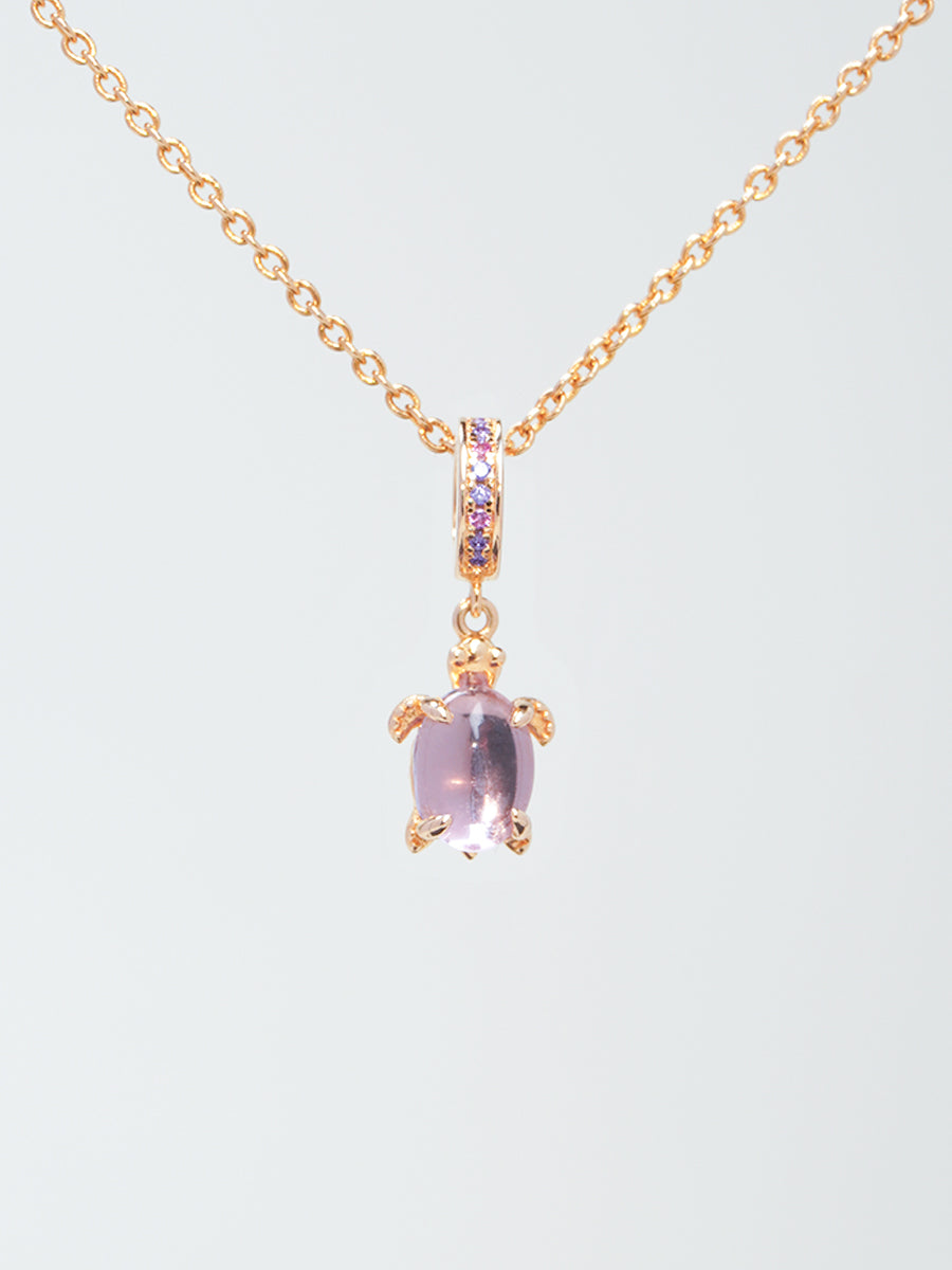 Lucky stone Rose Gold Violet Turtle Necklace Set PN019RGSET